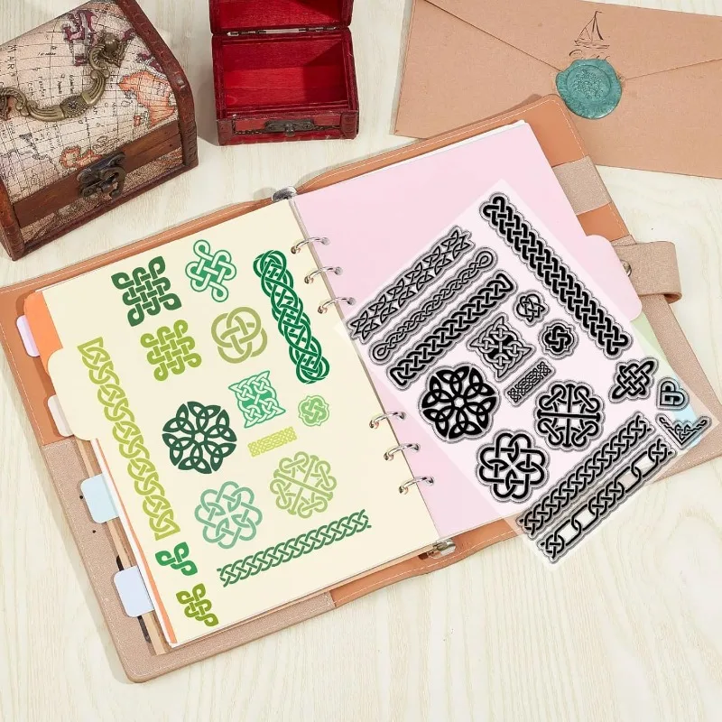 Celtic Knot Clear Rubber Stamps Reusable Trinity Knot Frame Transparent Silicone Stamp Seals 2Pcs