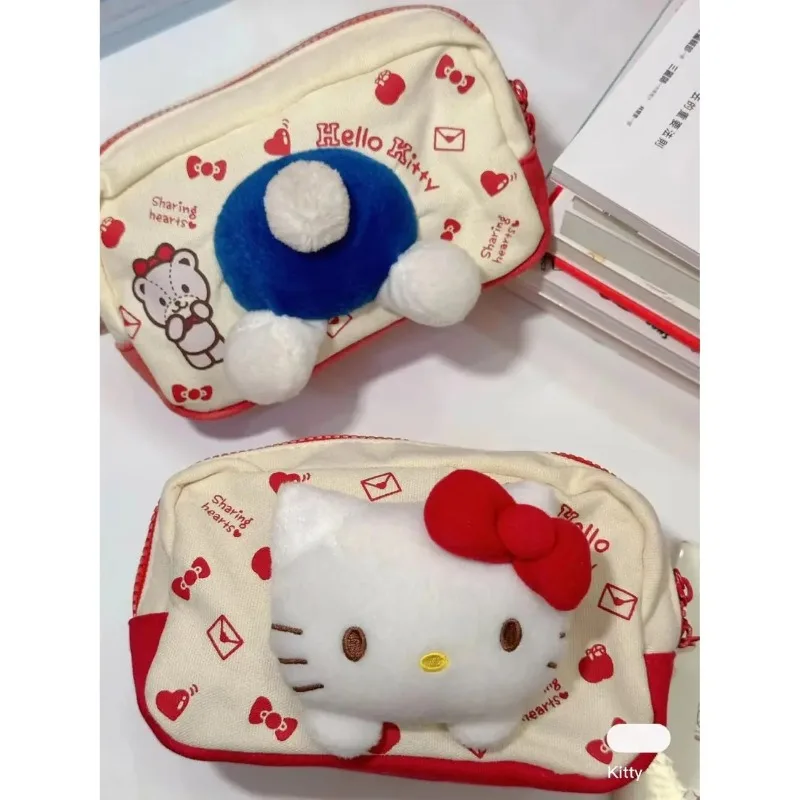 

Kawaii Sanrio Anime Hello Kitty Exquisite Cute Cartoon Portable Large Capacity Children's Learning Pencil Bag Gifts for Girls