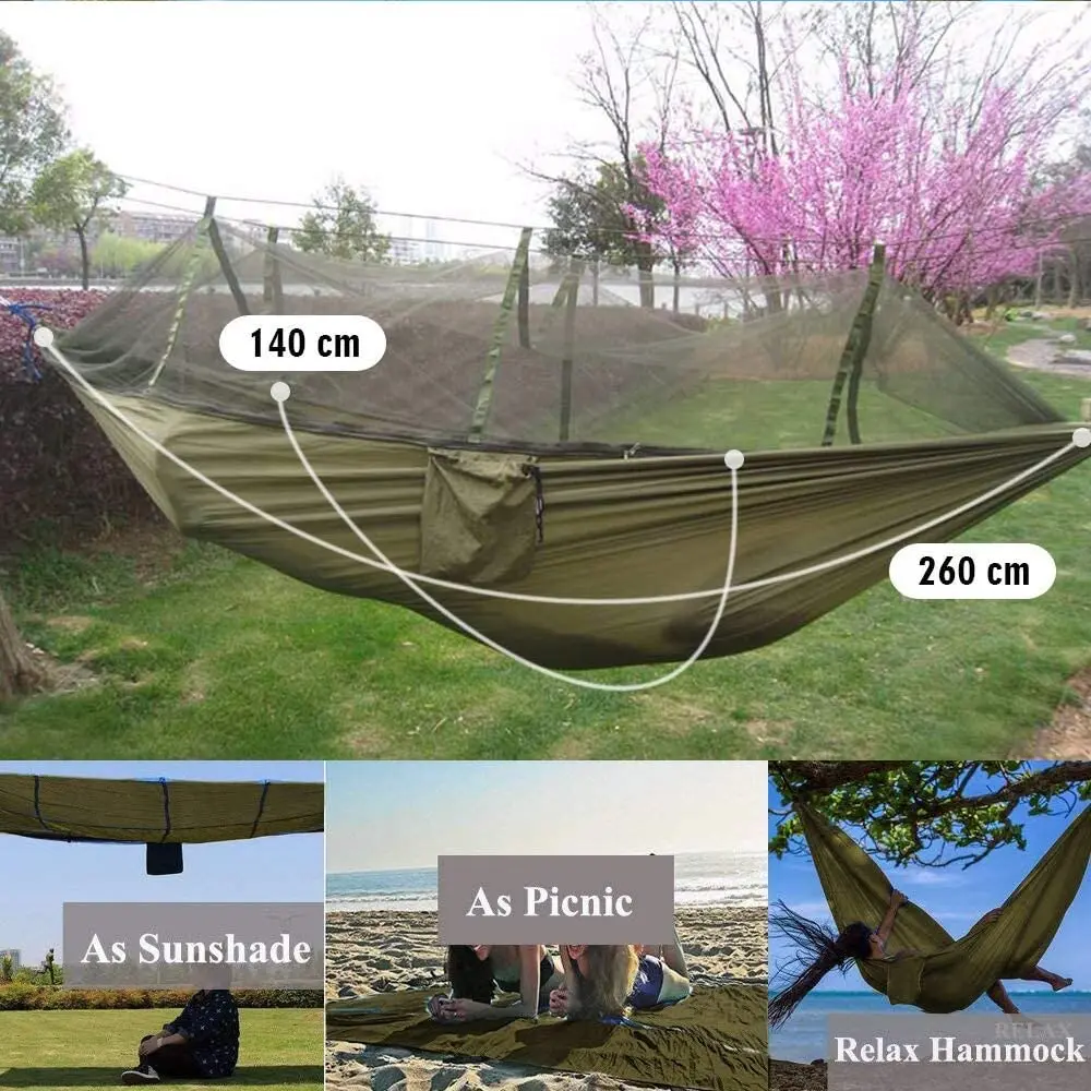 Portable Outdoor Camping Hammock With Mosquito Net 1-2 Person Go Swing Garden Hanging Bed Ultralight Tourist Sleeping hammocks camping hammock