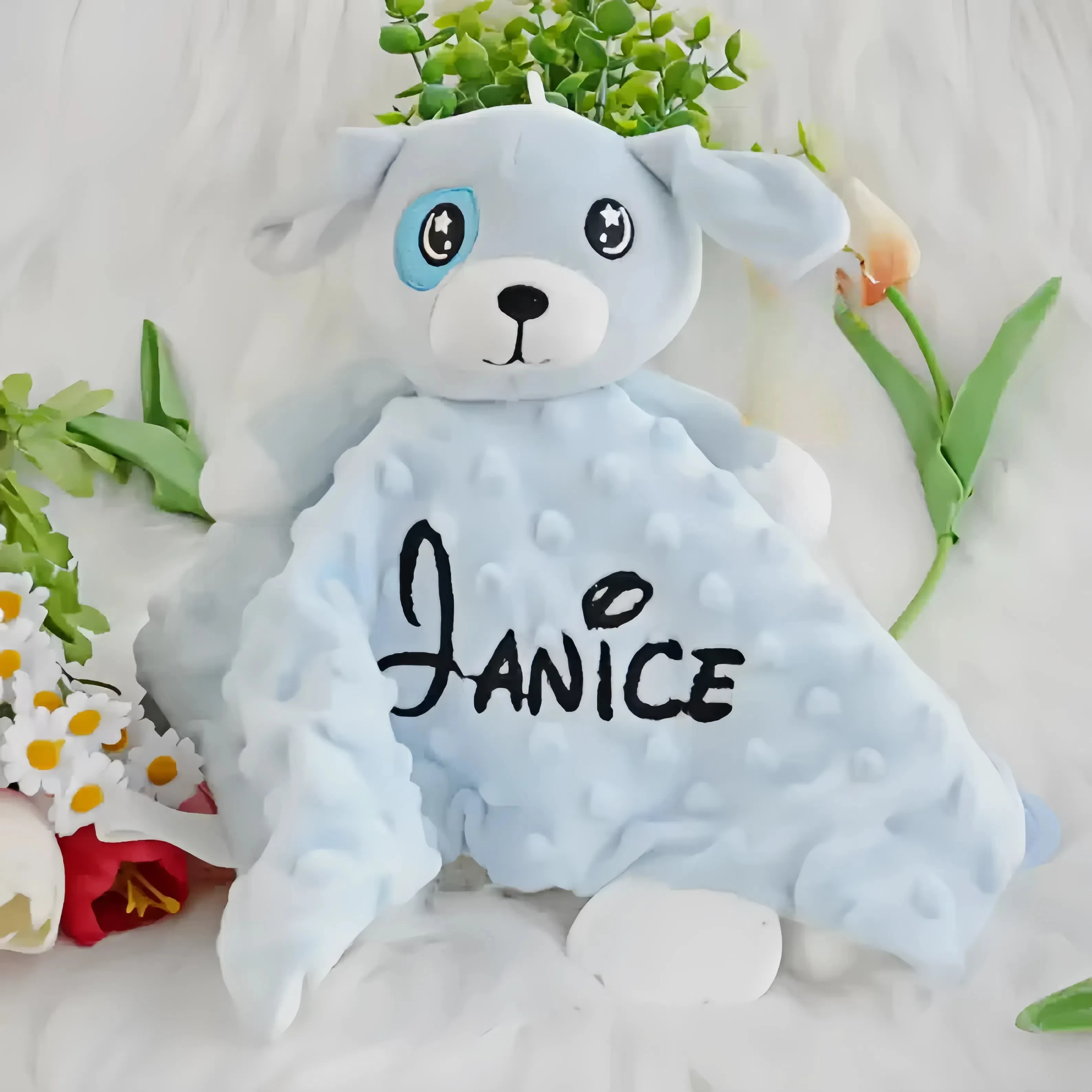 Personalized Comforter Baby Security Blanket Teether Plush Stuffed Toy Custom Animal Blanket Bunny Elephant Soothe Appease Baby 3