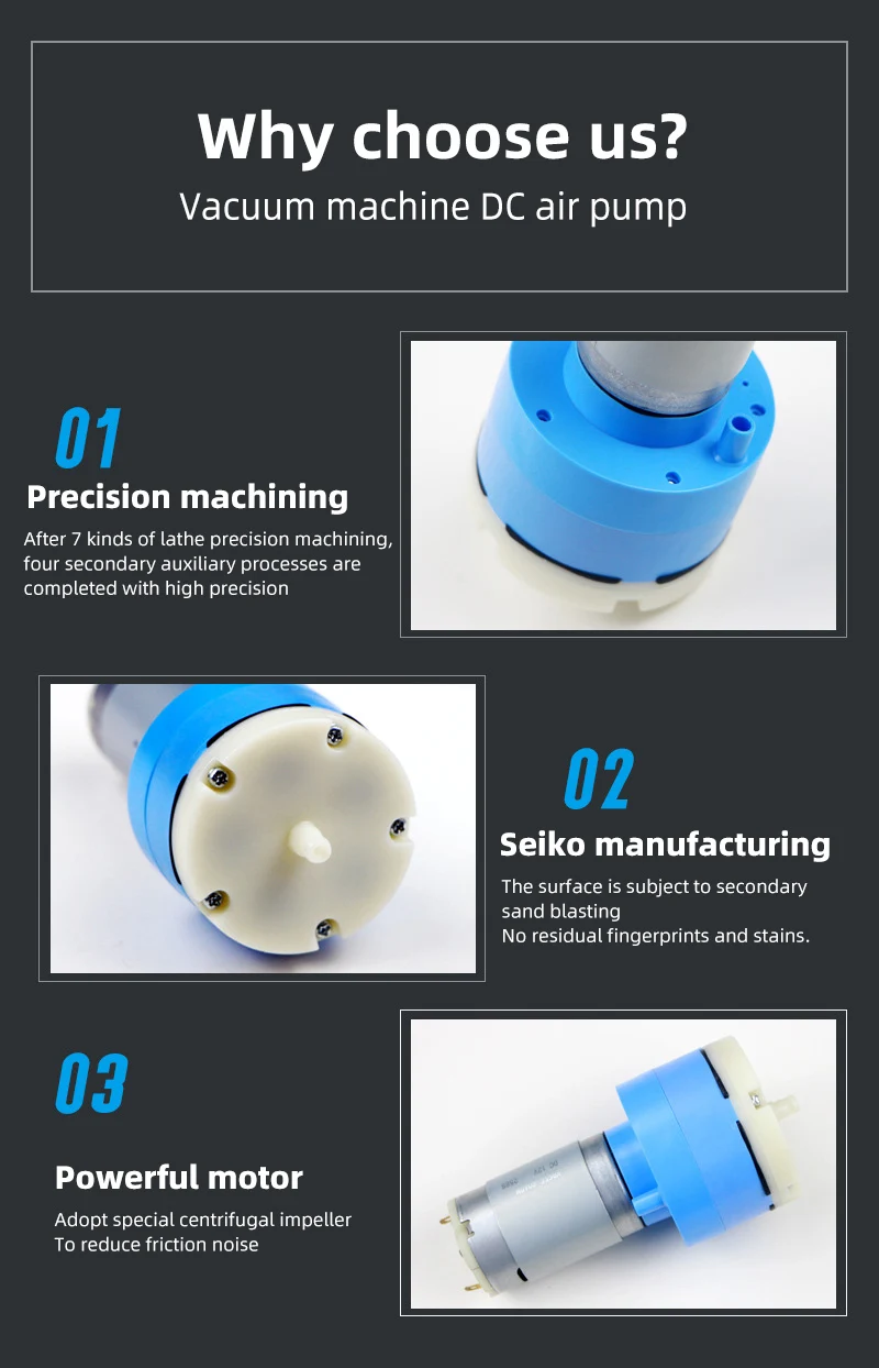 Description Picture 5 of itemDC12V/24V Mute 60APM Air Pump Negative Pressure 80Kpa 17L/min Device Fish Tank Aeration Pump Medical Device Low Noise Air Pump