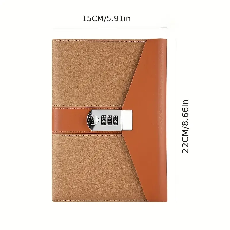 password book business notepad a5 pearlescent leather notebook with lock journal thickened password book creative student notepad details 8