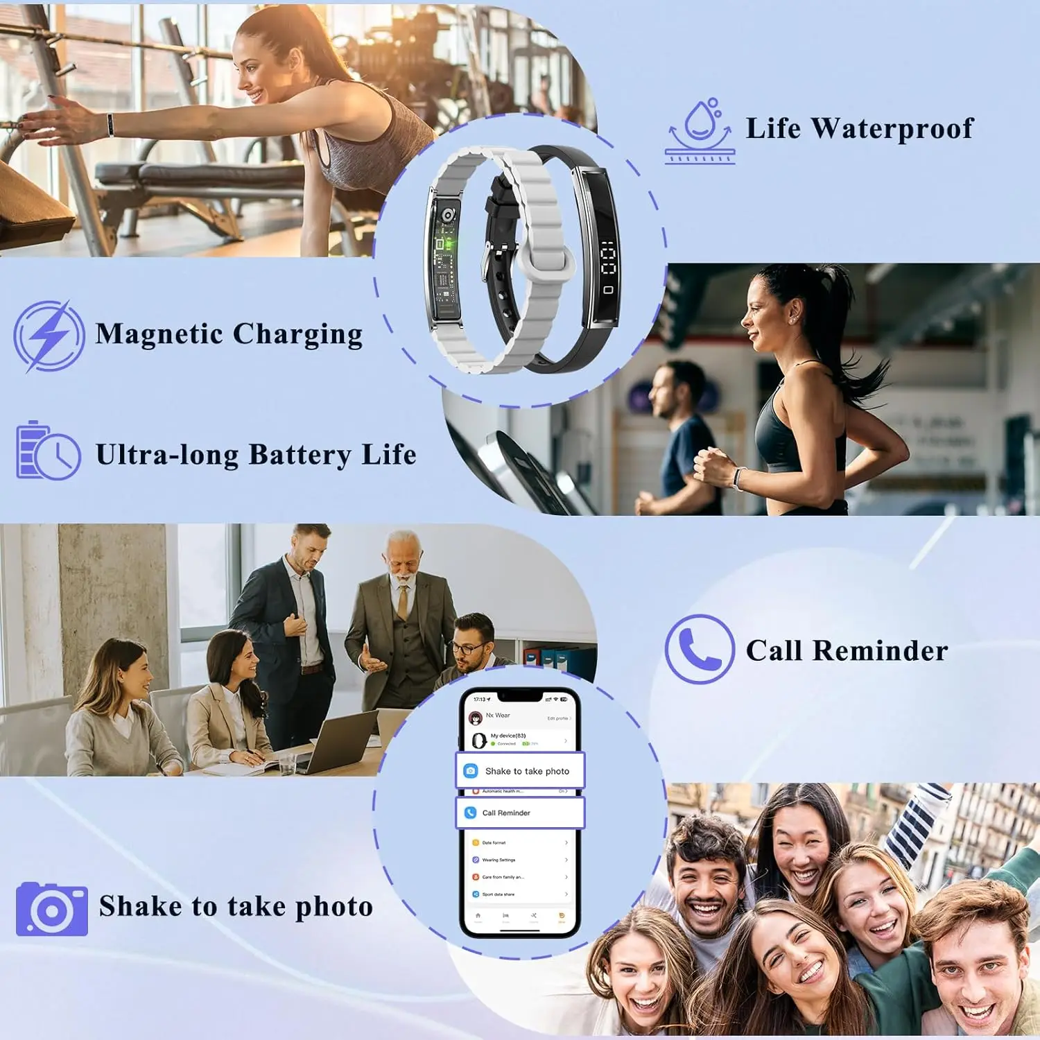 2026년 신형 초박형 스마트 팔찌 심박수 혈중 산소 추적 스포츠 피트니스 시계 방수 수영 남녀 스마트워치