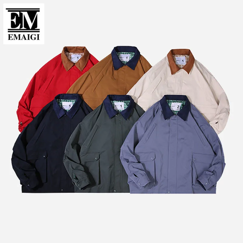 

Men Japan Korean Streetwear Fashion Loose Casual Vintage Cargo Jacket Cityboy Sportwear Coat Oversize Hunting Jacket Outerwear