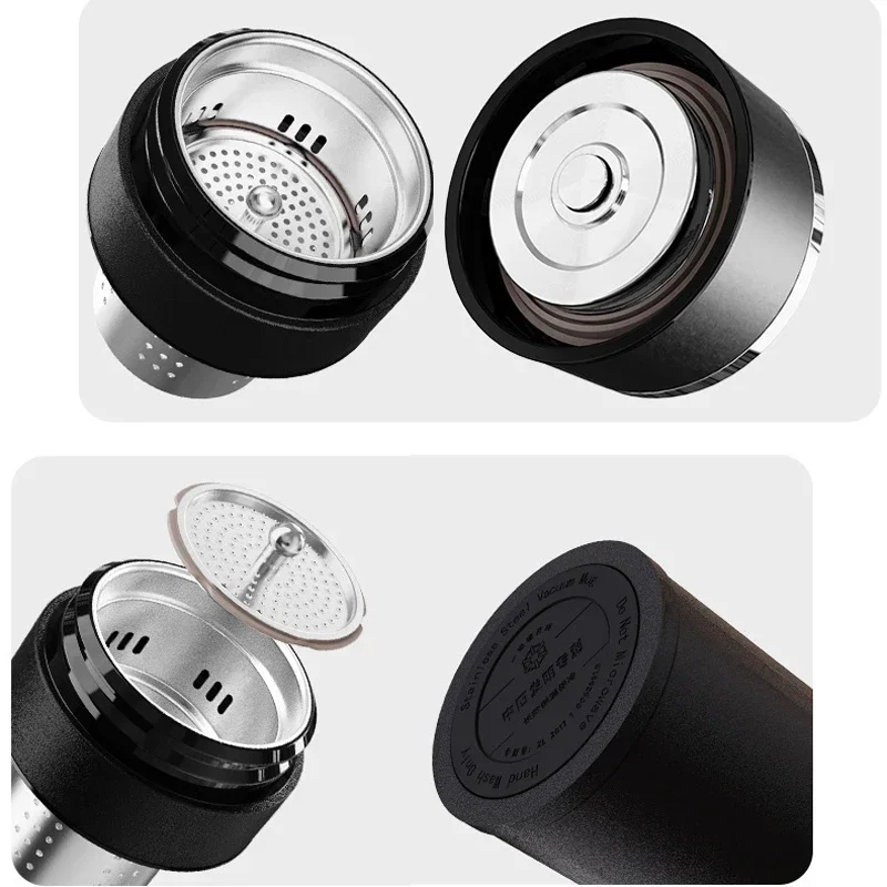 FANJANE Thermos Cup Driving One Click Open Lid Thermos Cup Mug Men's Car Mounted 316 Stainless Steel Tea Separation Vacuum Flask
