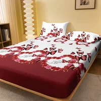 1 Simple Modern Butterfly Printed Matte Fitted Sheet, Bedroom Printed Bed Cover, Bedding (Excluding Pillowcases) 1