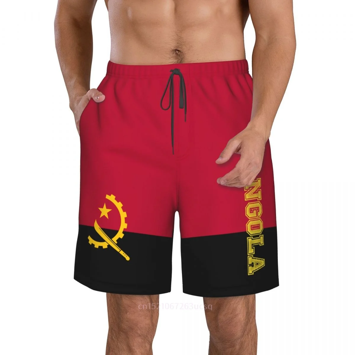 2023 Summer Polyester Angola Country Flag 3D Printed Men's Board Shorts Beach Pocket Running Summer Pants 2
