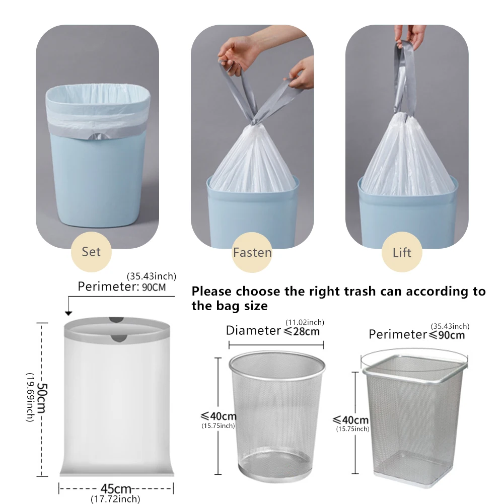 30Pcs Thickened Rope Garbage Bags Kitchen Handheld Large Disposable Garbage Bags Household Trash Bags Environmental Protection