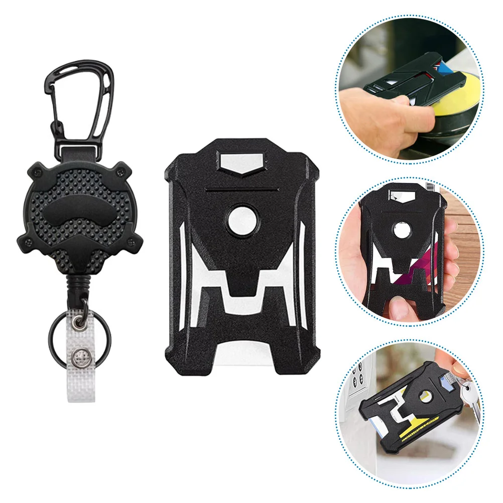 

1 Set of Office Card Holder Reusable Name Badge Holder Hard ID Card Sleeve Card Holder Retractable Clip