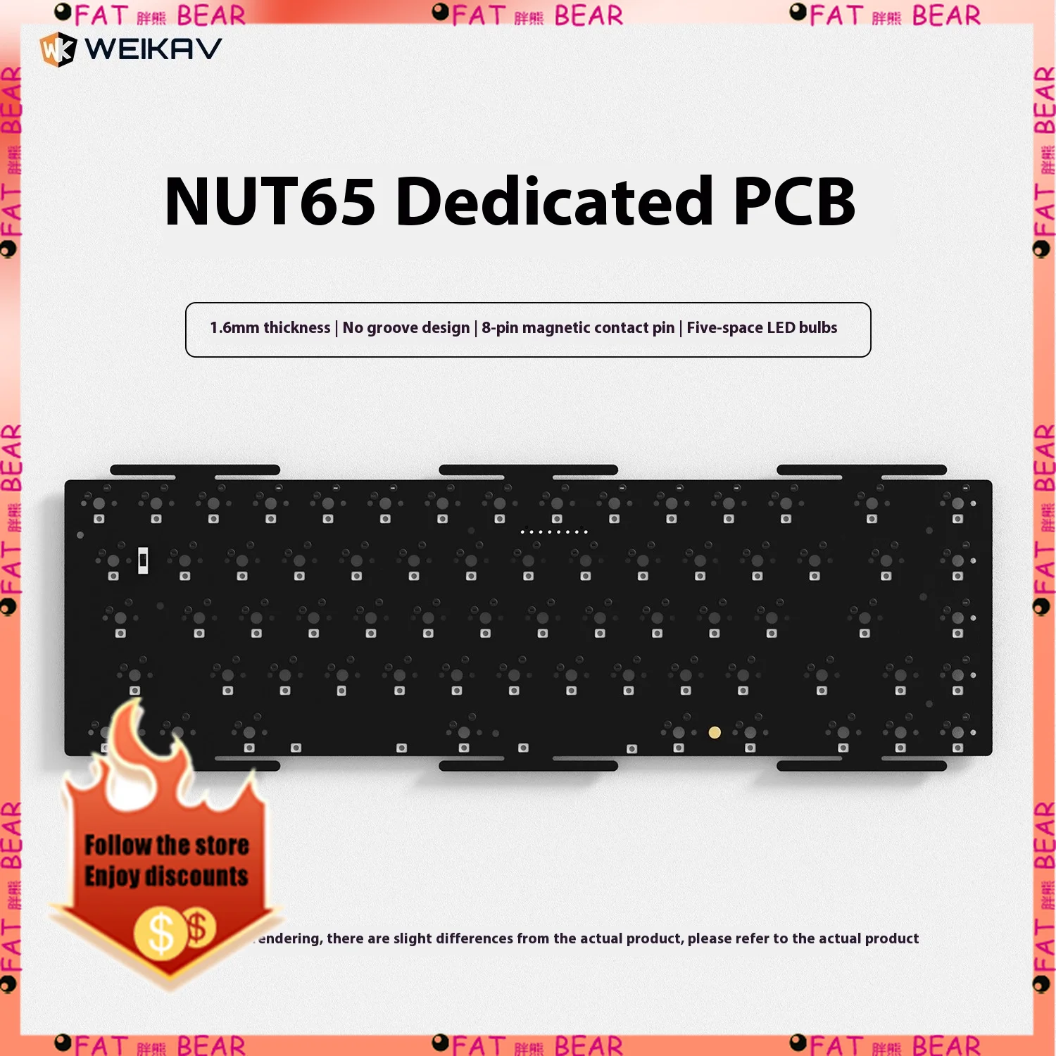 Weikav NUT65 キーボード PCB 1.6 ミリメートル PCBA 非スロット RGB