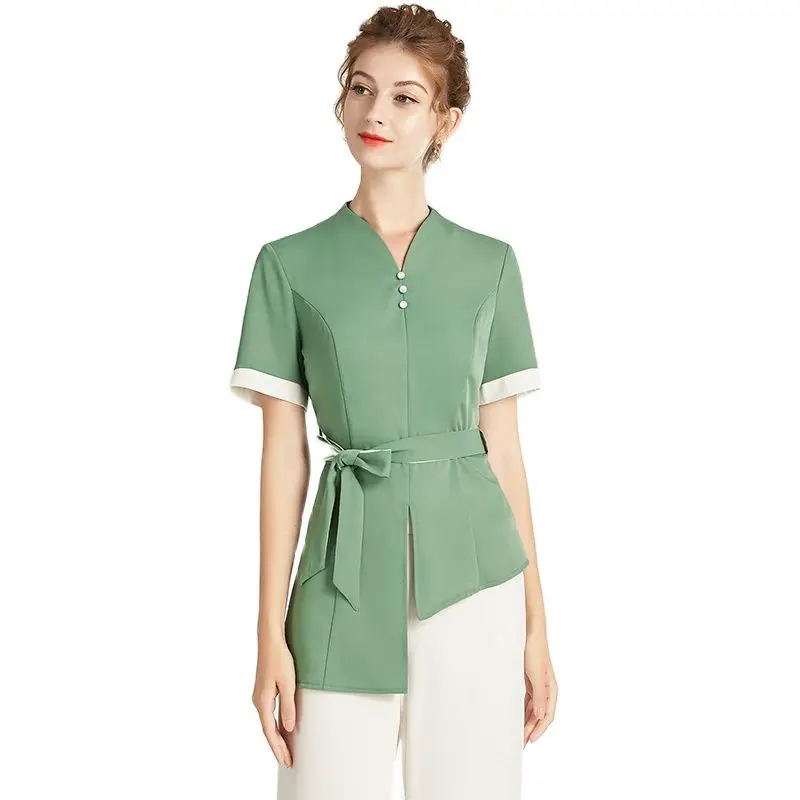 

New Beautician Work Clothes Women's Beauty Salon Health Club Skin Management Short Sleeve Suit work Uniform