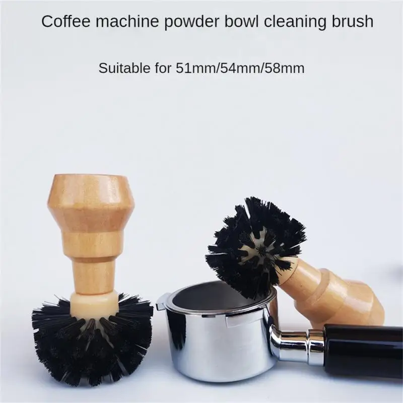 

51/58mm Coffee Grinder Cleaning Brush Solid Wood Handle Coffee Machine Powder Dusting Cleaning Brush Home Kitchen Accessories