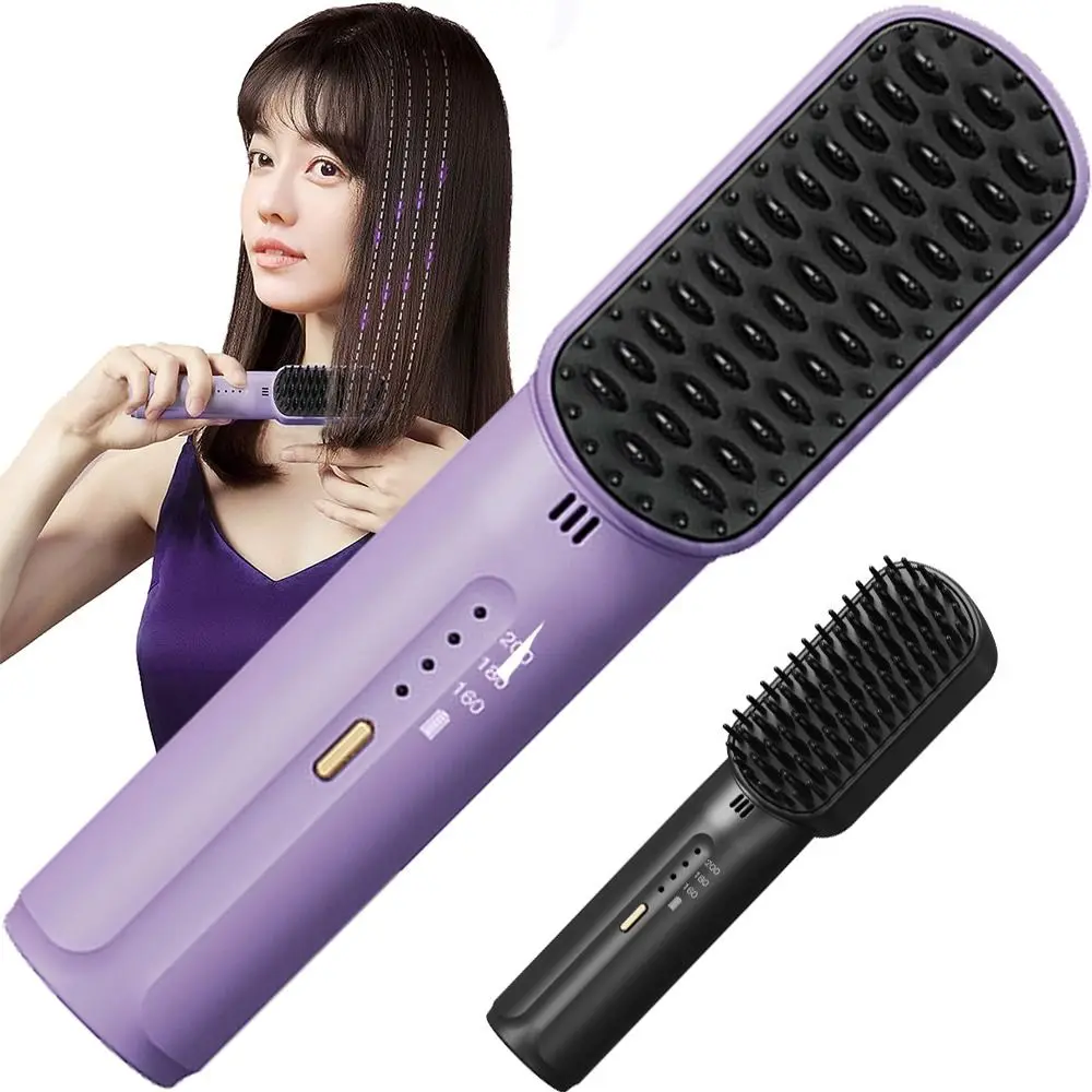 

Расческа для выпрямления и завивки волос, 2 в 1, с отрицательными ионами