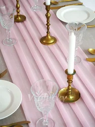 Elegant Wine Red Burgundy Sheer Table Runner for Romantic Events and Home Decor (Pink)
