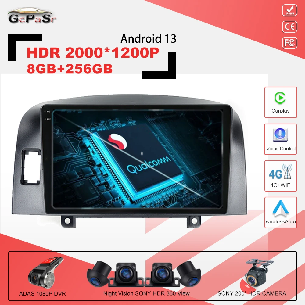 

Автомобильный мультимедийный плеер Qualcomm для Hyundai Sonata NF 2004 - 2008 Android13, радио, навигация GPS, Android все в одном DTS