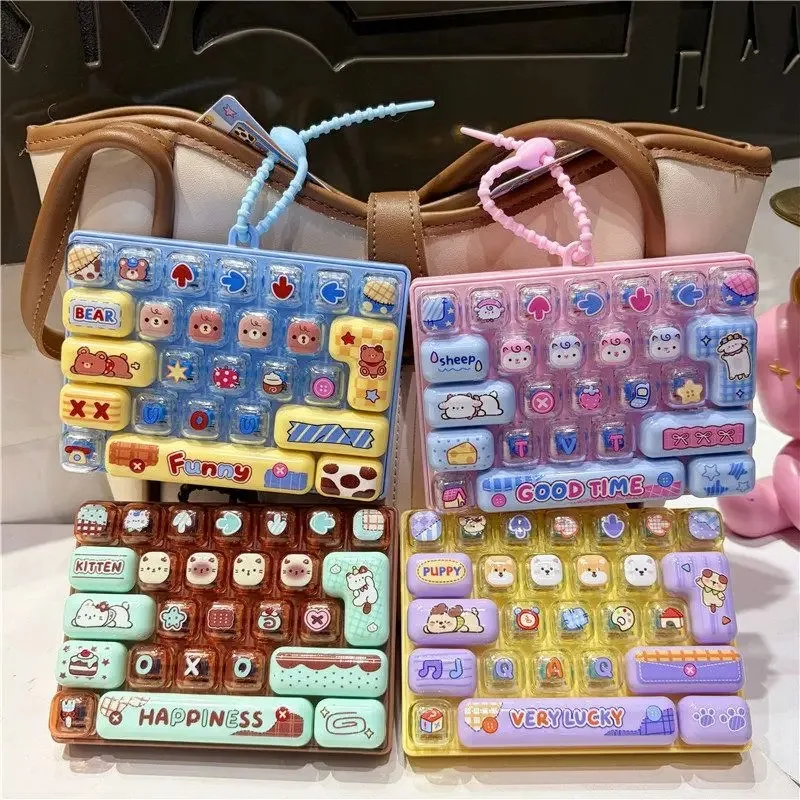 26-teiliger Tastatur-Tastenkappen-Klicker, Anti-Stress-Tastenkappe, Schlüsselanhänger, Taschenanhänger, Cartoon-Fidget-Tastatur-Schlüsselanhänger, Charms, Geschenk, 키캡