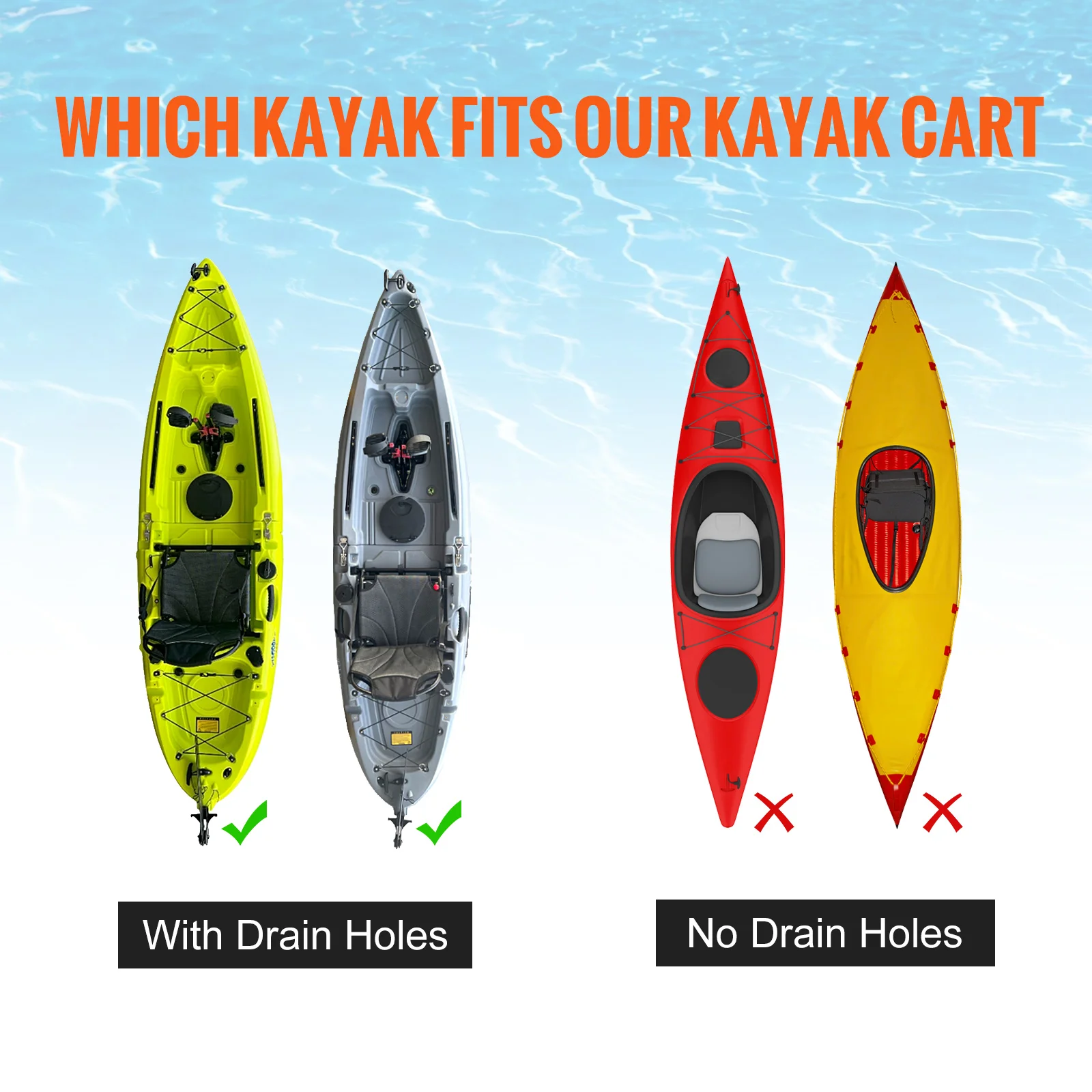 Aluminum Kayak Trailer Cart with Solid Tires for Water Sports