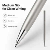 5/10/20Pcs Stainless Steel Ballpoint Pens, Silver Metal Medium Nib Smooth Twist Writing Pens for Office School 4
