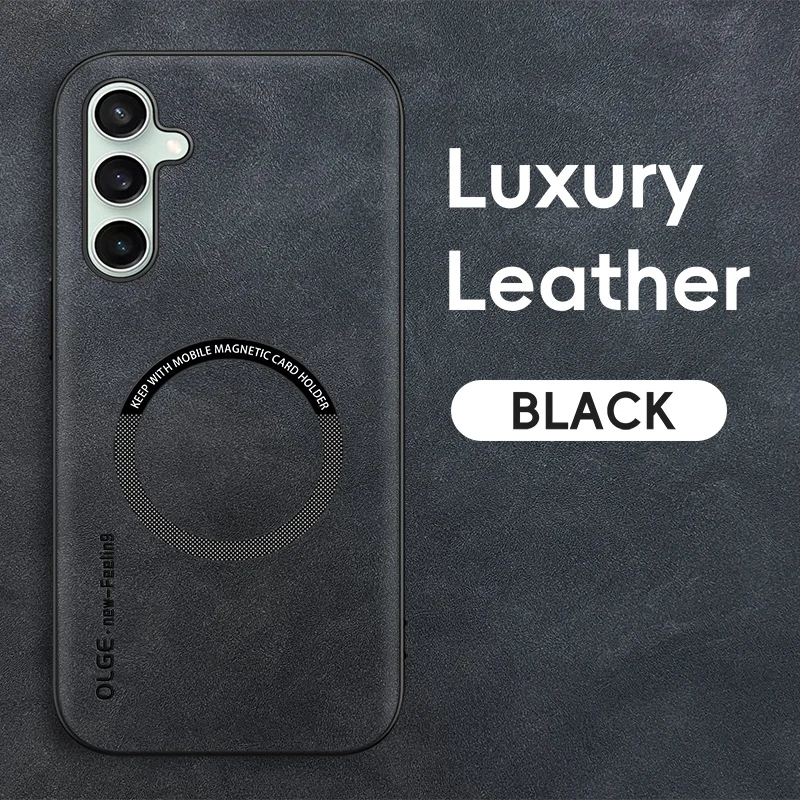 Magnetic Retro Leather Soft Phone Case with Wireless Charging Compatibility