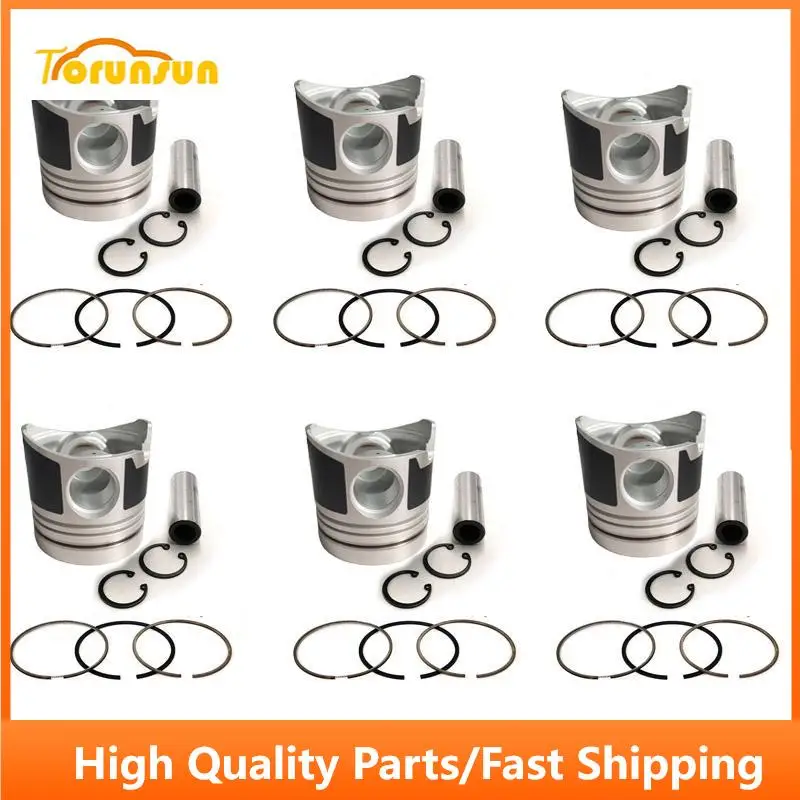 

New 6 Sets STD Piston Kit With Ring ME072062 Fit For Mitsubishi 6D16 Engine 118MM