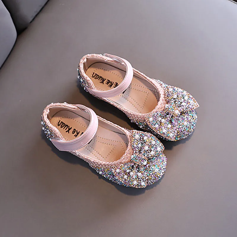 For Girls Shoes Spring Kids Fashion Sandals PU Brand Rhinestone Glitter Princess Toddler Dress Party Dance Flats Baby Shoes