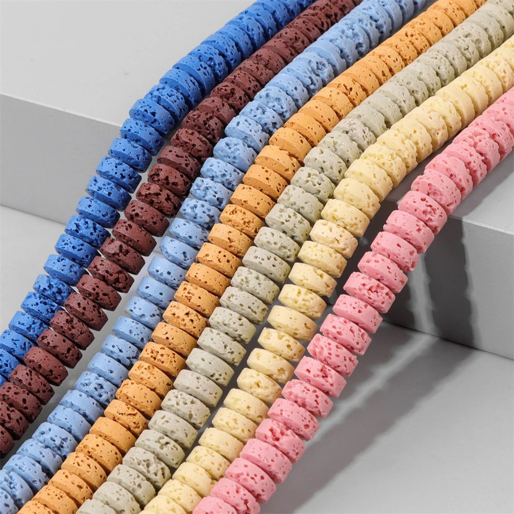 

5x8 мм Натуральная лава, цвет под колесом, окрашенный вулканический камень, бусина-разделитель для изготовления ювелирных изделий, браслет ручной работы