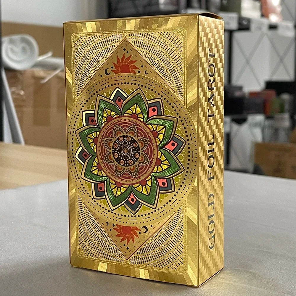 

12x7cm Learning Tarot Deck Shining Gold Classic English Taro Cards with Paper Guidebook Prophet Prophecy Oracle Divination