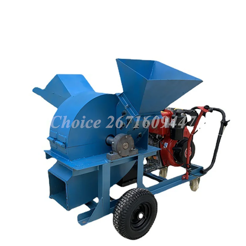 Diesel Small Mobile Wood Chipper Shredder Cutting Machine Waste Wooden Branch Sawdust Pulverize Equipment