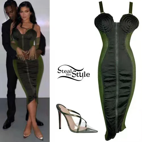 Prom Dress Kylie Jenner Robe Verte Green Patchwork Kylie Sling