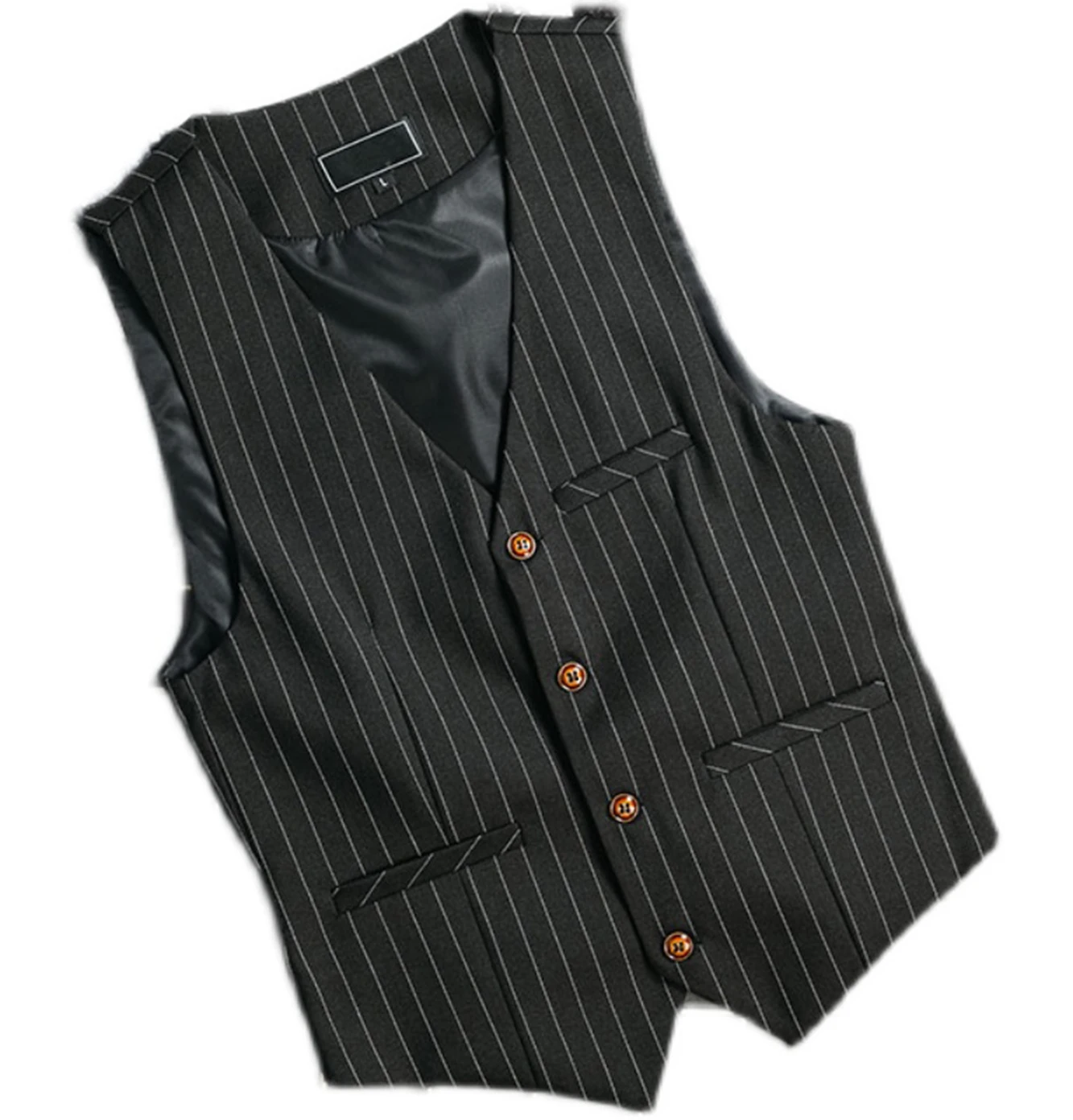 Mens Suit Vest 1920s Mens Vest Slim Fit Formal Business Gangster Waistcoat Striped Tops Cropped Tank Tops Vests