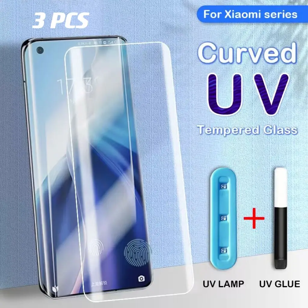 UV Tempered Glass For Xiaomi Mi 12 12X 11 10 Ultra Pro Screen