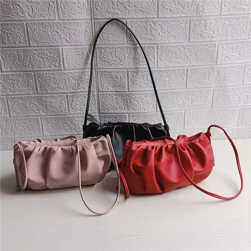 

Original MANGO Purse Export Niche Design Cloud Bag Women's Fashion Pleated Mobile Phone Bag Handling Shoulder Small Oblique Bag