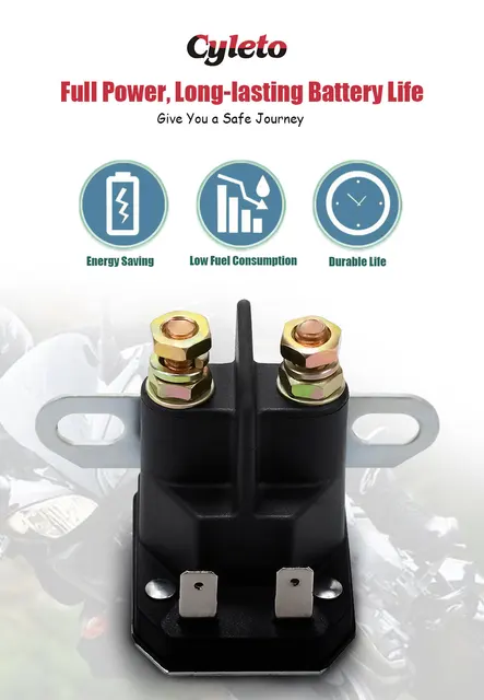 Relè Solenoide Avviamento Cyleto - Ricambio Per Cub Cadet, John Deere E MTD, 12 Volt - Foto 2