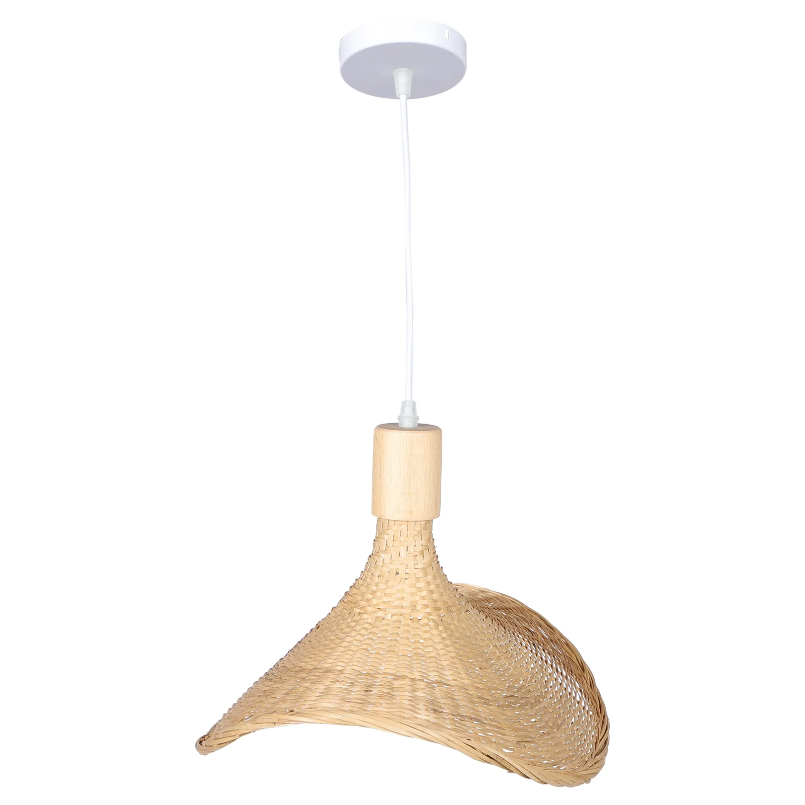 

Chandelier Ceiling Lamp Straw Hat Shaped Light Decor Pendant Bamboo Craft Hanging Rattan Bulb