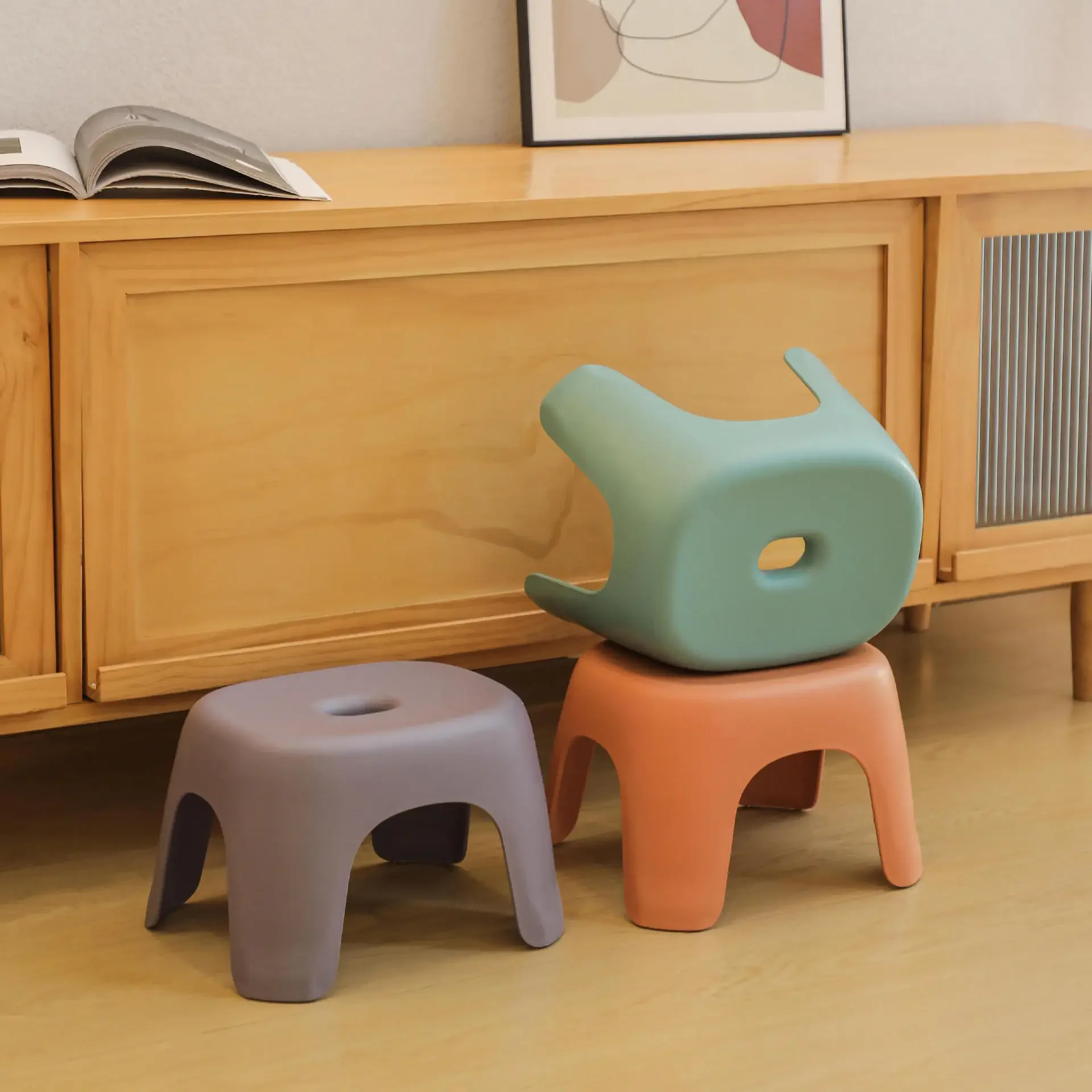 Bathroom Chairs Household Plastic Stool Thickened Stackable Coffee Table Small Bench for Shoe Stool Sofa Non-Slip Low