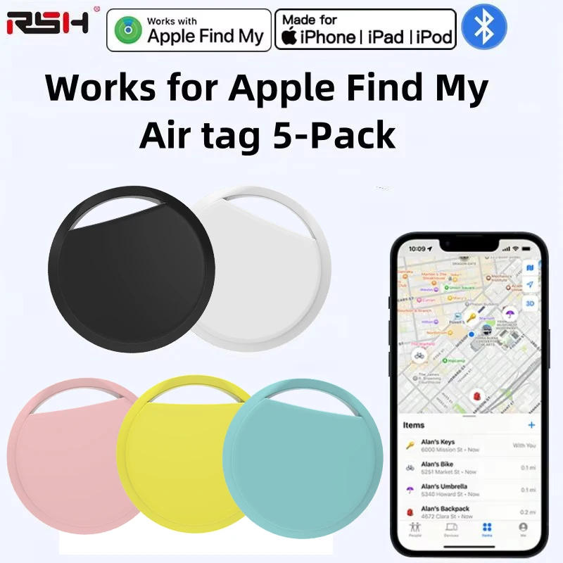 5-Pack Smart GPS Trackers for Keys, Bags, Cars, and Wallets
