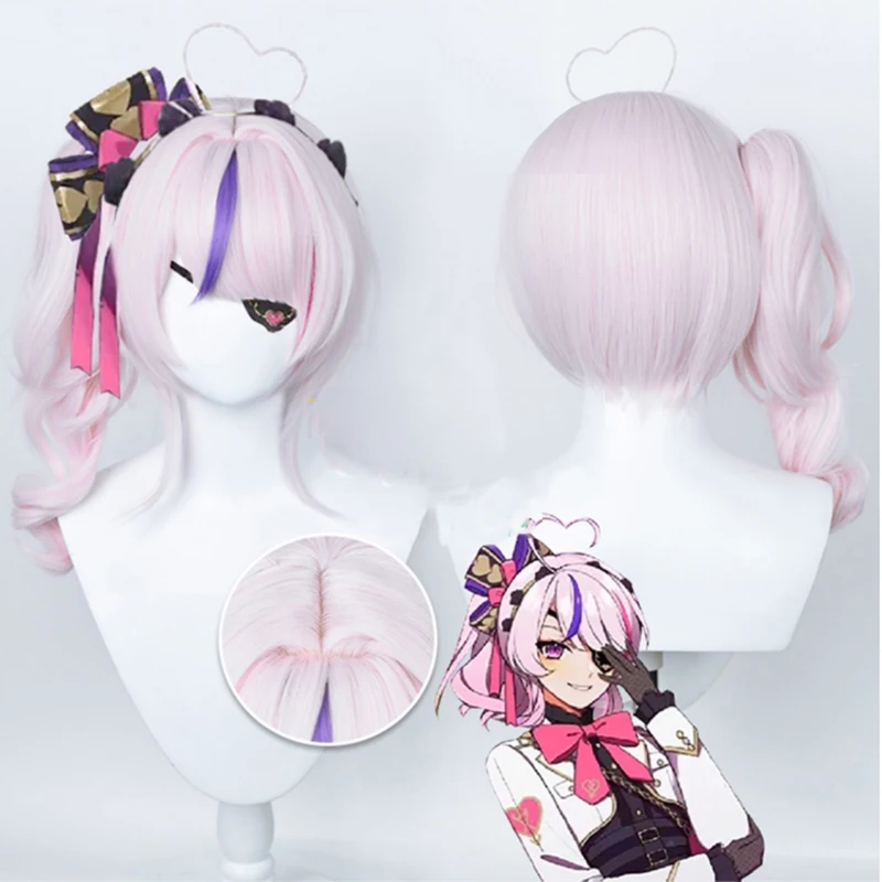 

Vtuber Maria Marionette Cosplay Wig Pink Ponytail Heat Resistant Synthetic Hair Halloween Wigs + Wig Cap