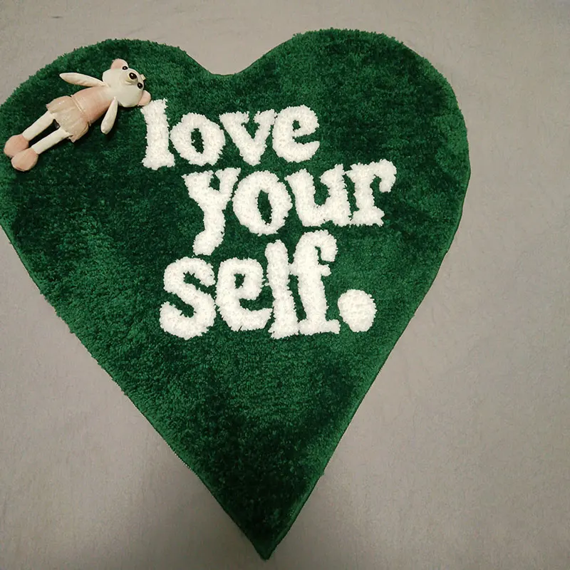 Tufting Heart Bedroom Rug Fluffy Letters Carpet Living Area Foot Pad Kids Room Doormat Aesthetic Home Warm Decor Rugs floor mat shaggy rugs