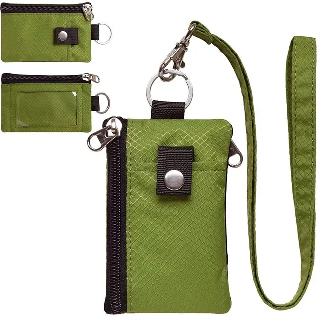 Porte-cartes RFID Minimaliste - Étui à Fermeture éclair étanche, Avec Fenêtre, Cordon Réglable 51,5 Cm - Pour Homme Et Femme - 7