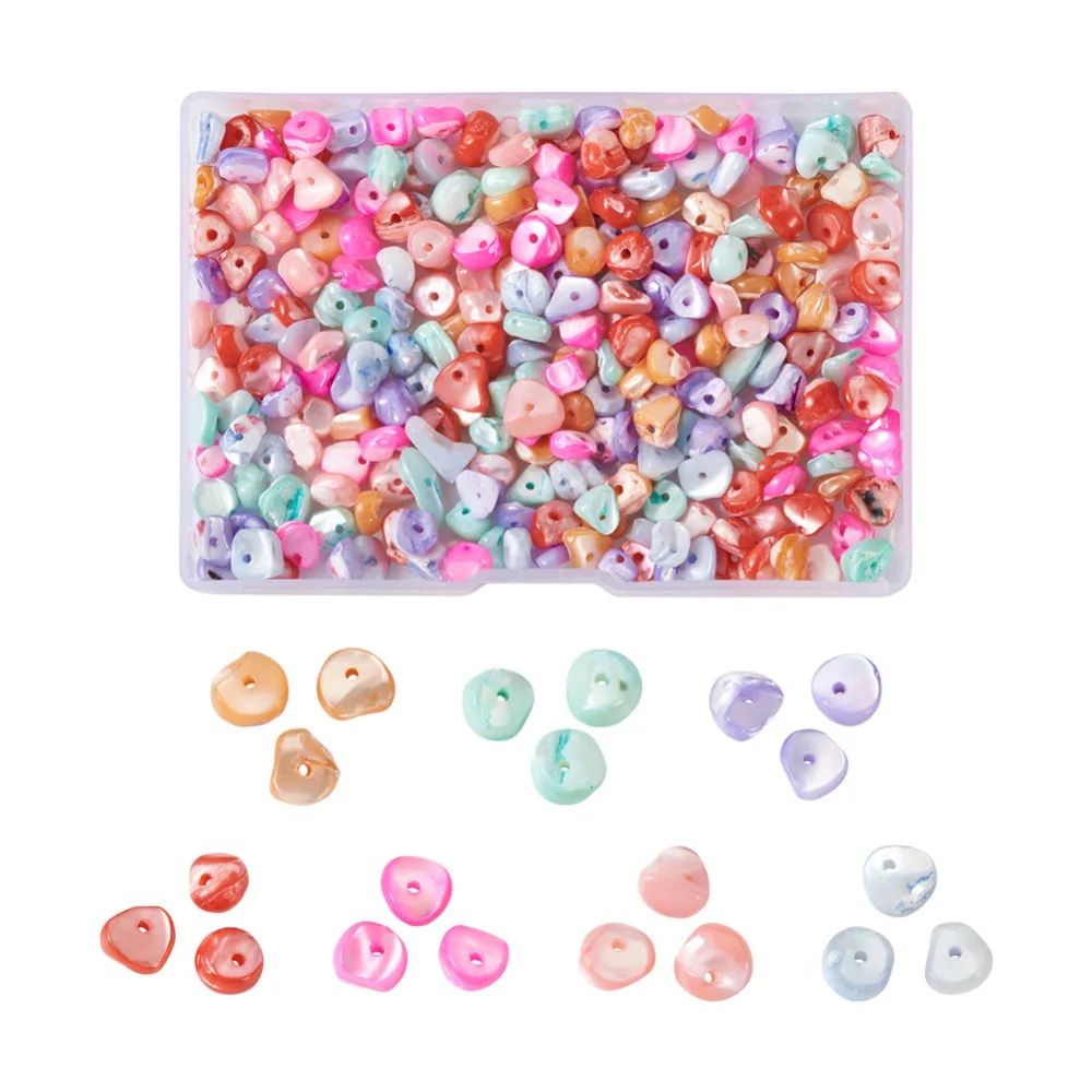 

1Box AB Color Natural Freshwater Shell Nuggets Beads Strands For DIY Handmade Jewelry Making Necklace Accessories Mixed Color