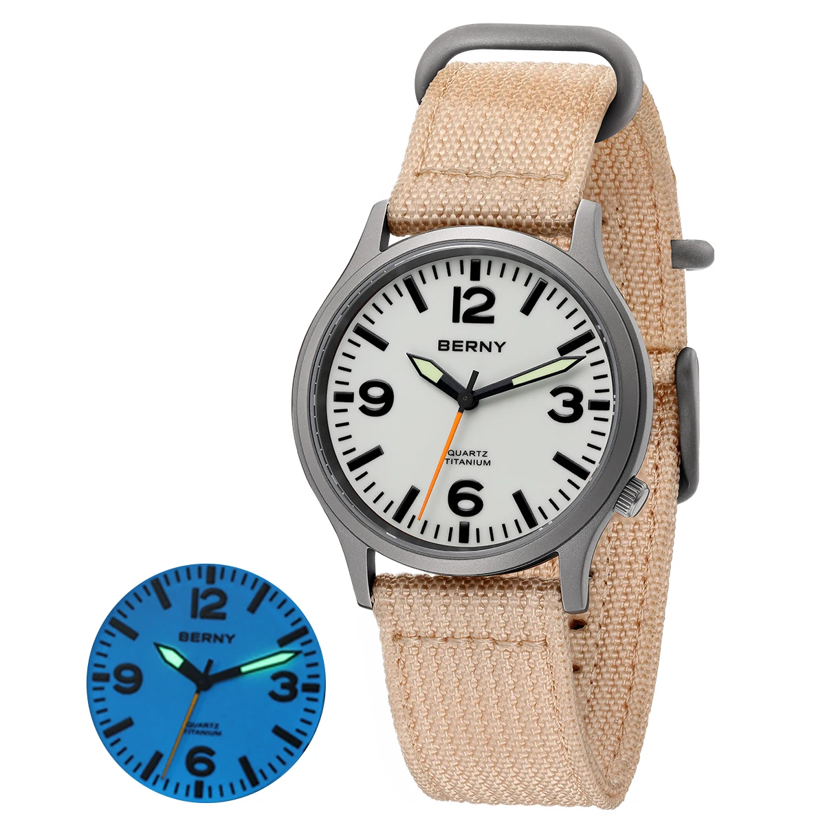 男性用ベルニーチタン時計、サファイアフィールドスポーツ