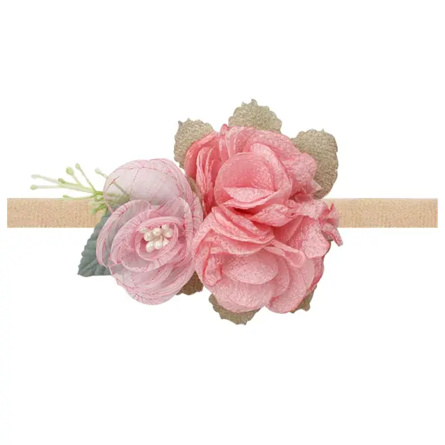 Floral Girls Headbands Newborn Baby Elastic Princess Hairbands Kids Pearl Flower Fresh Style Cute Hair Accessories Diademas 26