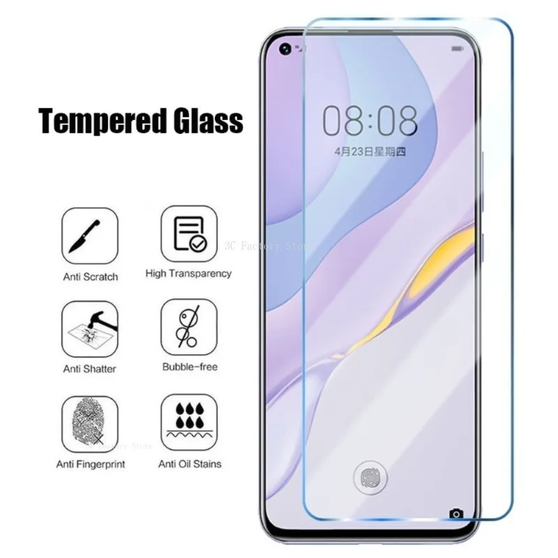 3Pcs Protective Glass for Huawei P50 P40 P30 P20 Lite Pro Screen Protector for Huawei P Smart 2021 2020 2019 Y9S Glass Protector