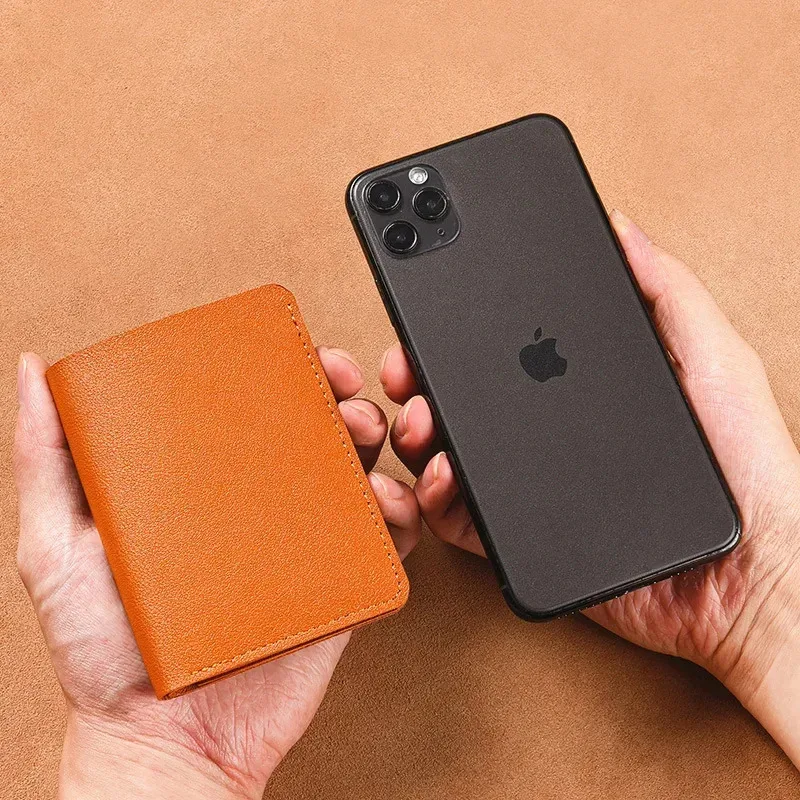 Premium Soft Leather Mini Wallet – Slim Foldable Card Case with Snap Closure