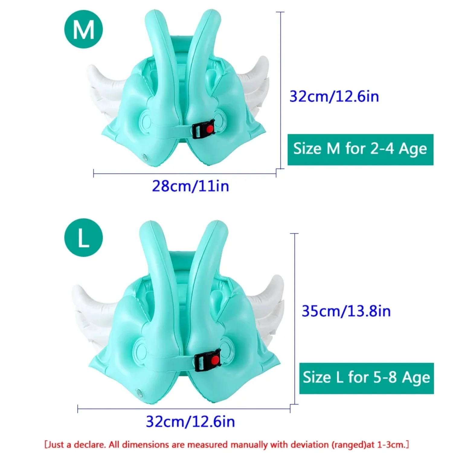 Angel Wing Buoyancy Vest 2-8 Age Inflatable PVC Float Pool Learn to Swim Boating Drift Safety Accessories Life Jacket