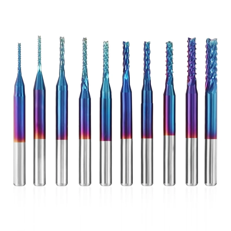 

E5BE 10Pcs 0.8-3.0mm Blue Coat End Mill Router Bits End Mill Milling Cutter Bits