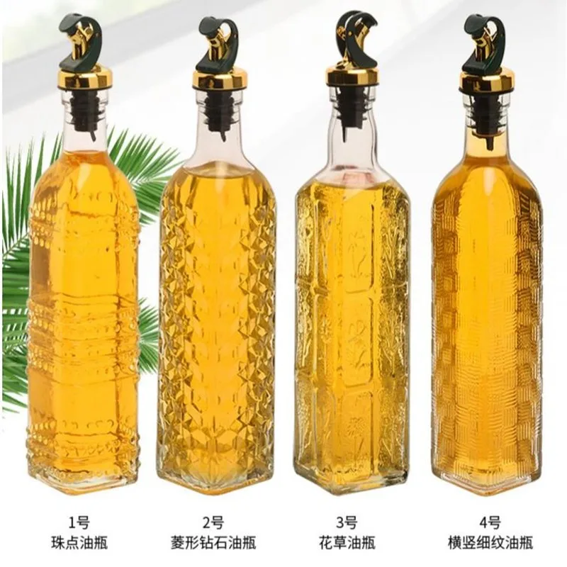 500ml Transparent Glass Olive Oil Bottle Kitchen Seasoning