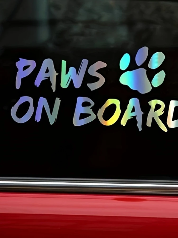מדבקת רכב Paws On Board, מדבקת חיות מחמד, מדבקת חיות מחמד על לוח, מדבקת ויניל, מדבקת כלב על לוח