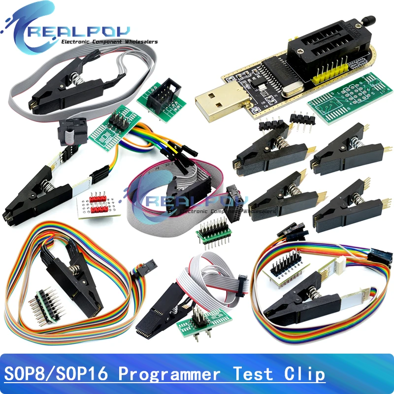 USB Programmer Module CH341A / CH341B 24 25 Series EEPROM Flash BIOS SOP8 SOP16 SOIC8 SOIC16 Test Clip Programmer Testing Clamp