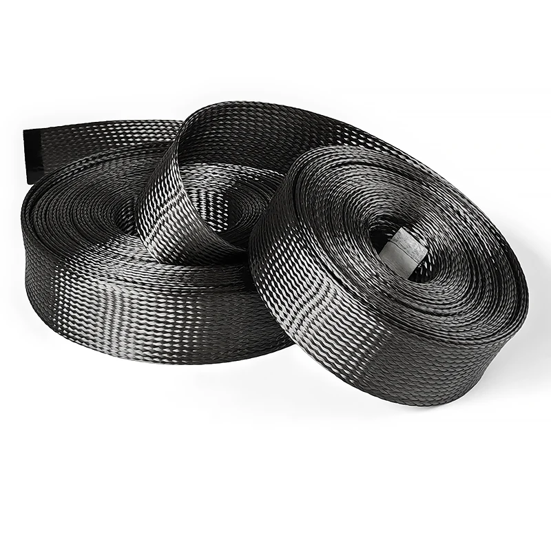 1M 탄소 섬유 케이블 슬리브 브레이드 4MM-80MM 중공 전도성 테이프 와이어 차폐 슬리브 고온 방지